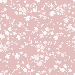 Monotone floral nursery. Pale pink wildflowers. 