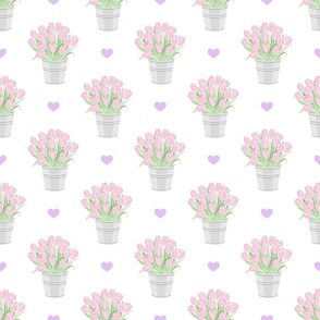 Pink Tulips Pots And Mauve Hearts_25Size