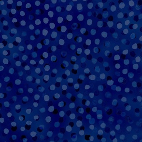 Confetti Party Wall- Watercolor Polka Dots- Festive Celebration- Mardi Grass- Night Sky- Navy Blue- Indigo Blue- Denim Blue Wallpaper