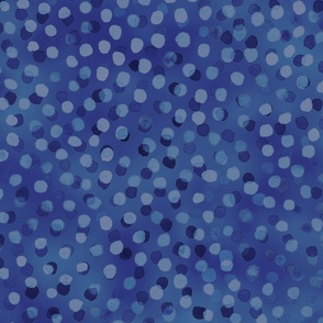 Confetti Party Wall- Watercolor Polka Dots- Festive Celebration- Mardi Grass- Night Sky- Navy Blue- Indigo Blue- Denim Blue- Cobalt Blue Wallpaper
