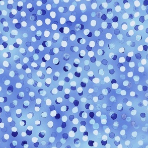 Confetti Party Wall- Watercolor Polka Dots- Festive Celebration- Mardi Grass- Night Sky- Cobalt Blue- Bright Blue- Under the Sea- Wallpaper