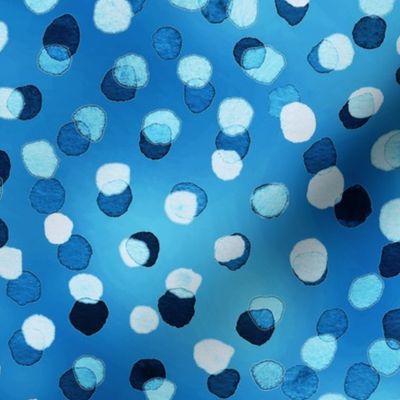 Confetti Party Wall- Watercolor Polka Dots- Festive Celebration- Mardi Grass- Night Sky- Bright Cobalt Blue- Teal Blue- Under the Sea- Wallpaper