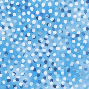 Confetti Party Wall- Watercolor Polka Dots- Festive Celebration- Mardi Grass- Soft Night Sky- Cobalt Blue- Teal Blue- Under the Sea- Wallpaper