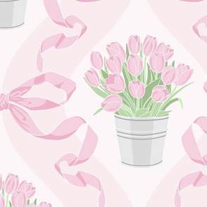 Pink Tulips Pots And Ribbons_100Size