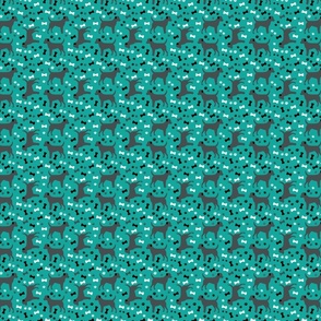 Black Patterdale Terriers in Teal Background Small Scale