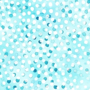 Confetti Party Wall- Watercolor Polka Dots- Festive Celebration- Mardi Grass- Light Cyan Blue- Soft Blue- Under the Sea- Wallpaper