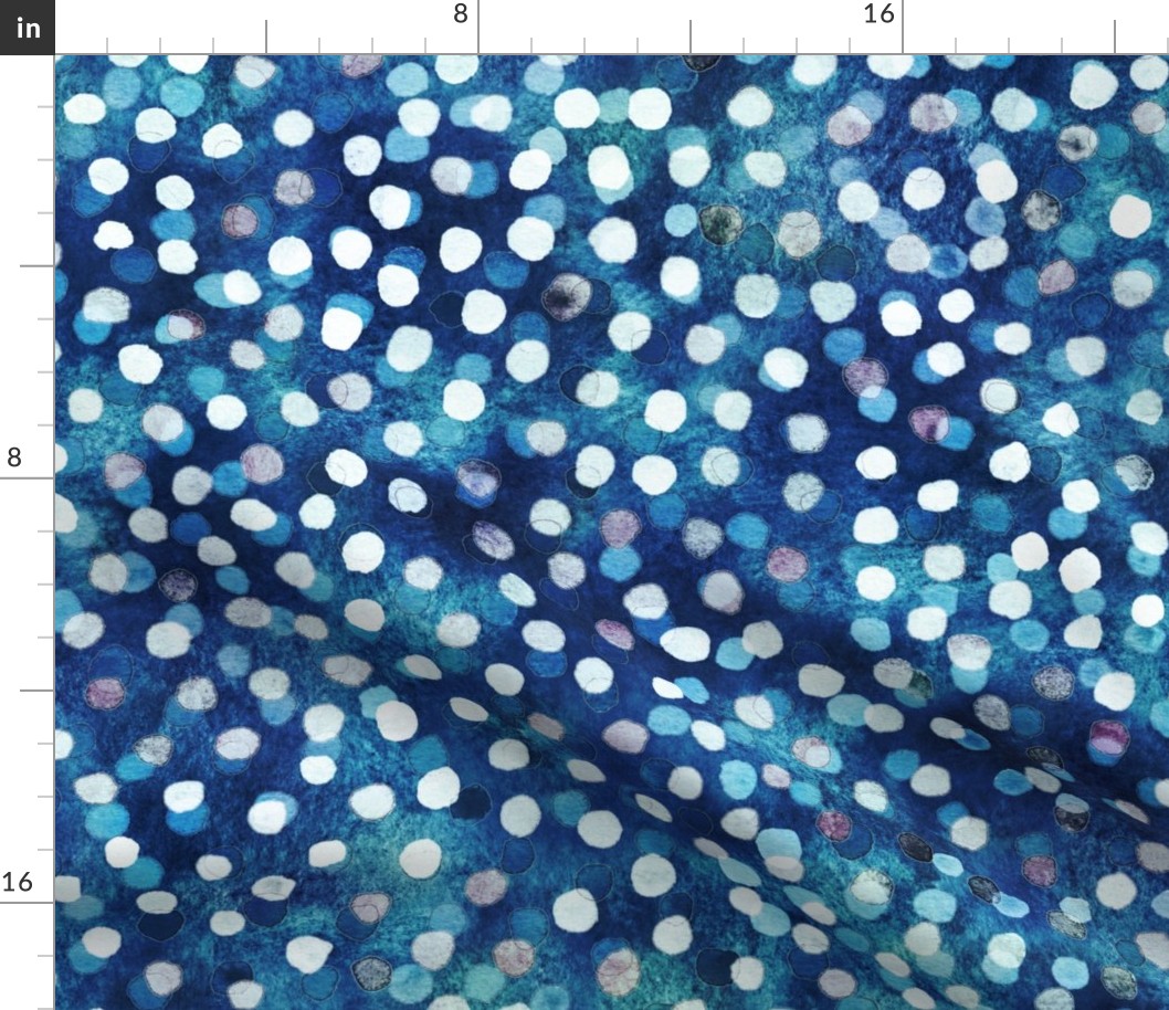 Confetti Party Wall- Watercolor Polka Dots- Festive Celebration- Mardi Grass- Starry Night Sky- Navy Blue- Indigo Blue- Denim Blue Wallpaper