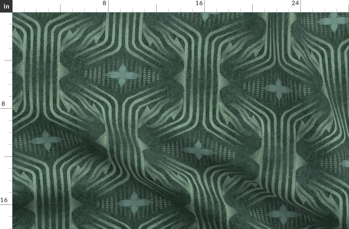 Interweaving lines textured elegant geometric with hexagons and diamonds - moody forest green - large