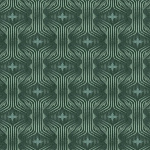 Interweaving lines textured elegant geometric with hexagons and diamonds - moody forest green - medium