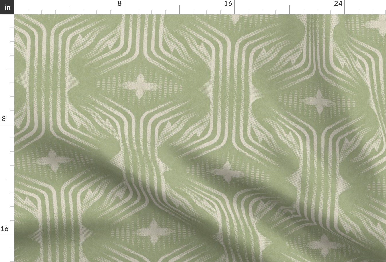 Interweaving lines textured elegant geometric with hexagons and diamonds - retro muted lime green, chartreuse - large