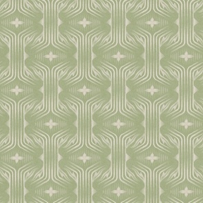 Interweaving lines textured elegant geometric with hexagons and diamonds - retro muted lime green, chartreuse - medium