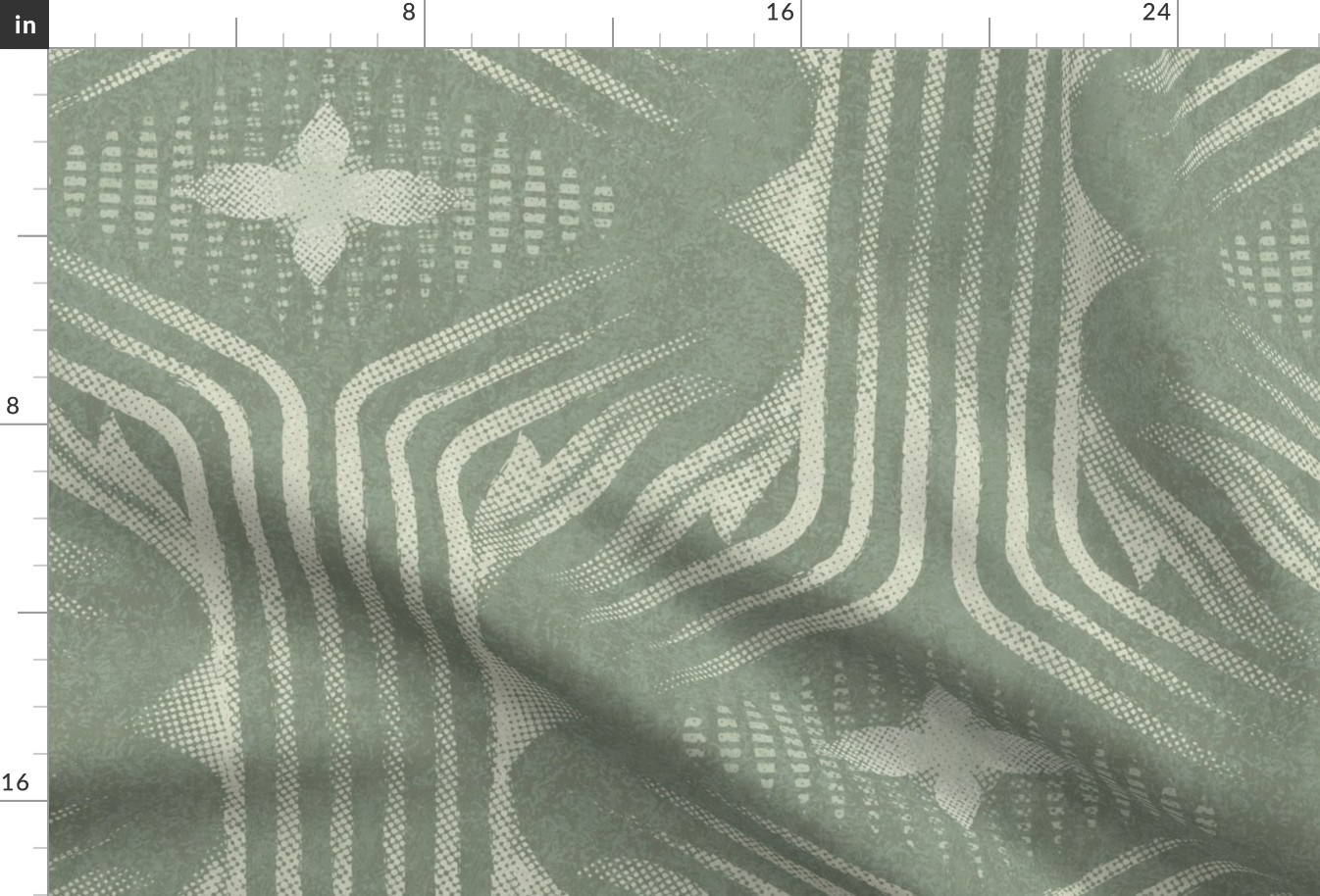 Interweaving lines textured elegant geometric with hexagons and diamonds - classic sage green, earthy green - extra large