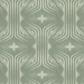Interweaving lines textured elegant geometric with hexagons and diamonds - classic sage green, earthy green - large