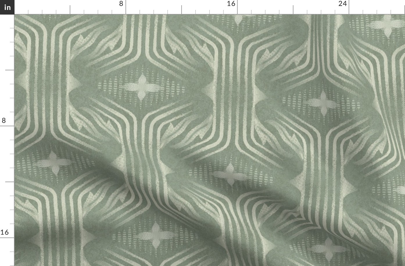 Interweaving lines textured elegant geometric with hexagons and diamonds - classic sage green, earthy green - large