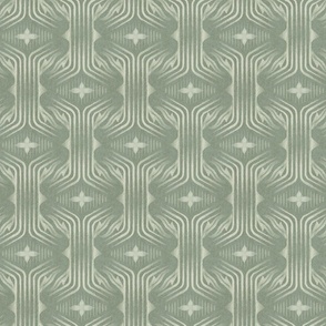 Interweaving lines textured elegant geometric with hexagons and diamonds - classic sage green, earthy green - medium