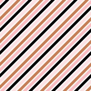 Halloween diagonal stripes in pink, black and orange  on cream | 1/4 inch thick 