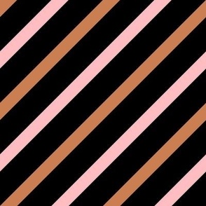 Halloween diagonal stripes in pink and orange on black | 1/4 inch thick 