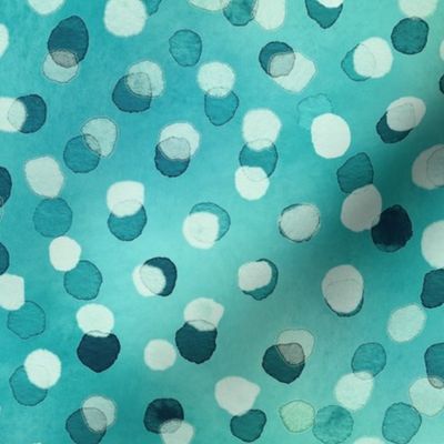 Confetti Party Wall- Watercolor Polka Dots- Festive Celebration- Mardi Grass- Turquoise Blue- Teal Blue- Mint Wallpaper