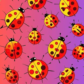 ladybugs on gradiant background L