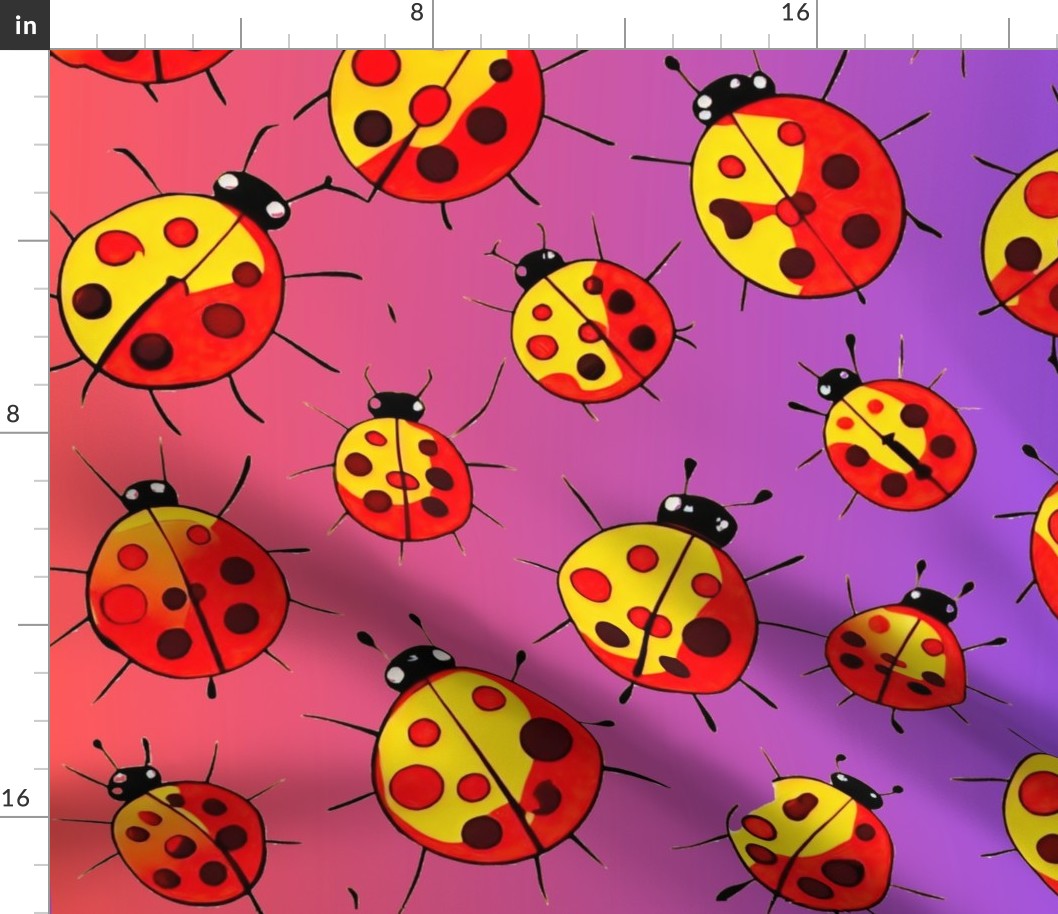 ladybugs on gradiant background L