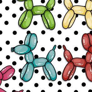 Party Balloon Animals with Black Polka Dots
