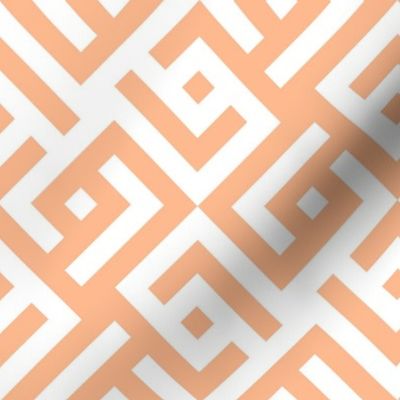 Peach and white abstract geometric design.