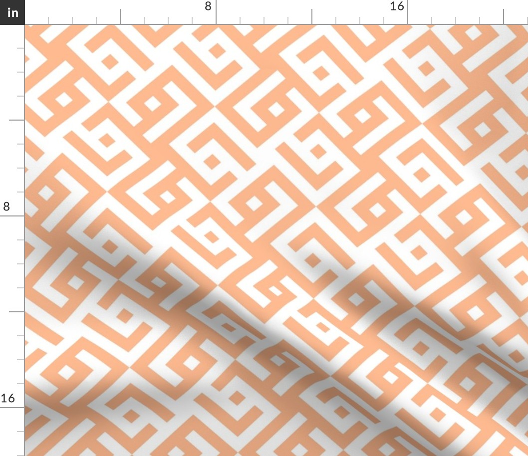 Peach and white abstract geometric design.
