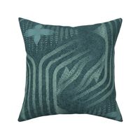 Interweaving lines textured elegant geometric with hexagons and diamonds - moody teal green, dark teal green - extra large