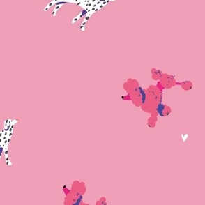 Dalmatians and Poodles with hearts, tiny design 