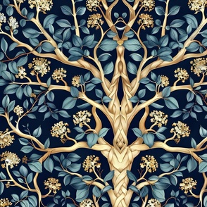 Celtic Tree of Life - Blue/Navy Wallpaper - New