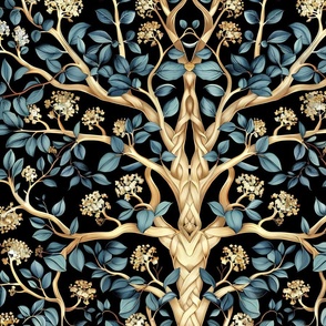 Celtic Tree of Life - Black/Blue Wallpaper - New