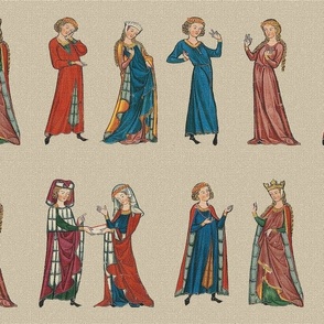 Codex Manesse People on flax background, large - 24W