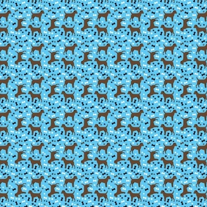 Brown Patterdale Terriers - Blue Background - Small Scale