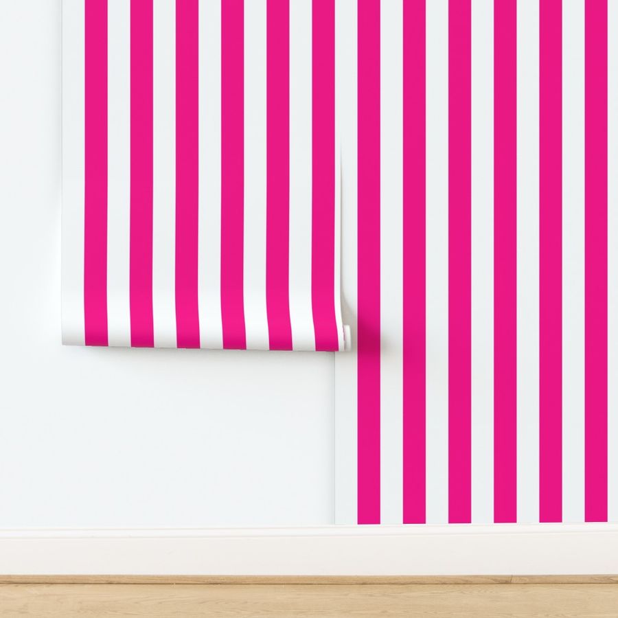 2 inch wide cabana vertical awning stripes in hot pink and white. 