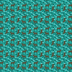 Brown Patterdale Terriers - Teal Background - Small Scale 