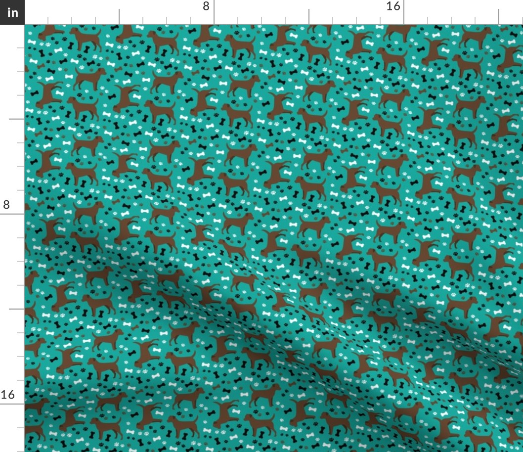 Brown Patterdale Terriers - Teal Background - Small Scale 