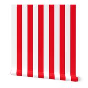 2 inch wide cabana vertical awning stripes in fire red and white. 