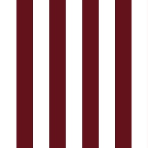 2 inch wide cabana vertical awning stripes in maroon  and white. 