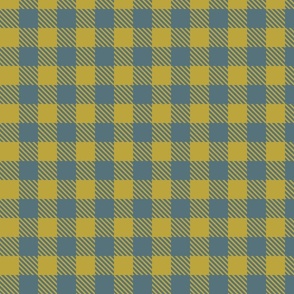 Green and Blue Gingham Plaid // small // buffalo plaid, yellow green, blue grey