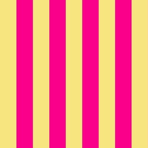 2 inch wide cabana vertical awning stripes in hot pink and yellow.