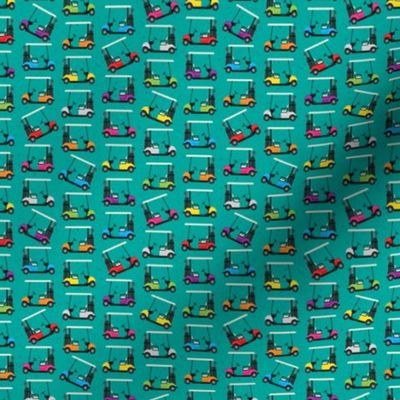 Golf Carts on Teal (tiny scale)