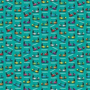 Golf Carts on Teal (tiny scale)