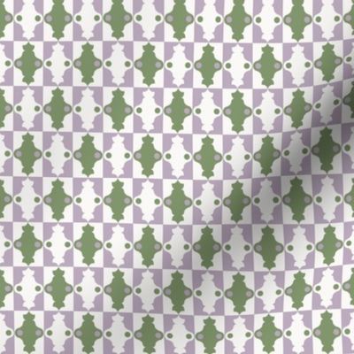Geometric architectural shapes with dots – violet purple & sage green – Small (S) Scale – fits the Ice Cream Neighborhood Collection, indulgent, sweet, playful, modern, quilting, summer