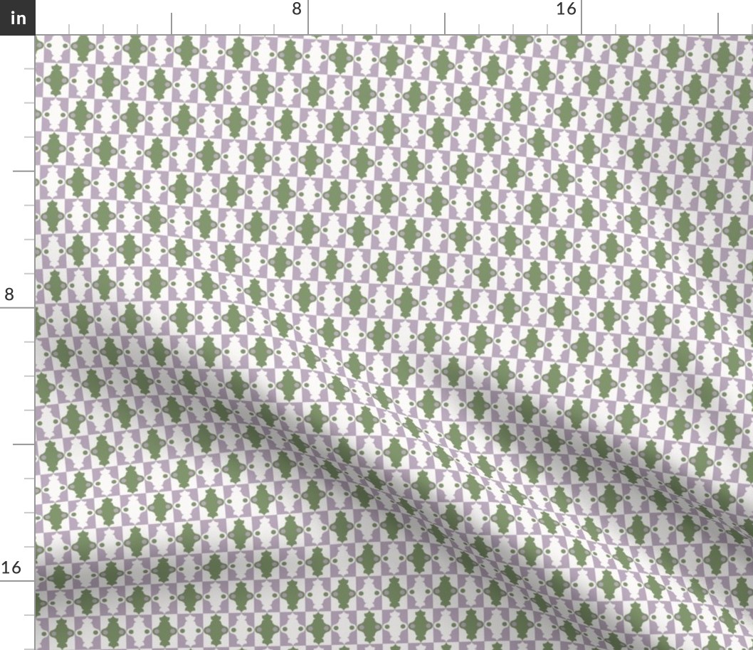 Geometric architectural shapes with dots – violet purple & sage green – Small (S) Scale – fits the Ice Cream Neighborhood Collection, indulgent, sweet, playful, modern, quilting, summer