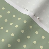Classic dots | polka dots – vanilla yellow with sage greeb background – Small (S) Scale – fits the Ice Cream Neighborhood Collection, indulgent, sweet, playful, nostalgic, quilting, summer