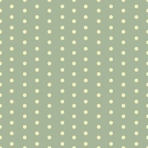 Classic dots | polka dots – vanilla yellow with sage greeb background – Small (S) Scale – fits the Ice Cream Neighborhood Collection, indulgent, sweet, playful, nostalgic, quilting, summer