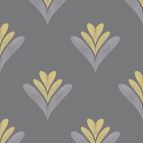 Floral Hearts Diamond in Grey & Yellow Large