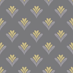 Floral Hearts Diamond in Grey & Yellow Small