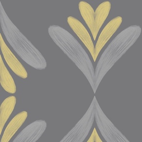 Floral Hearts Stripes in Grey & Yellow XL