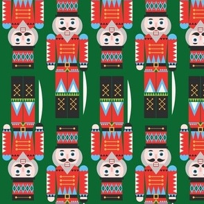 Christmas Nutcracker on Green - Medium